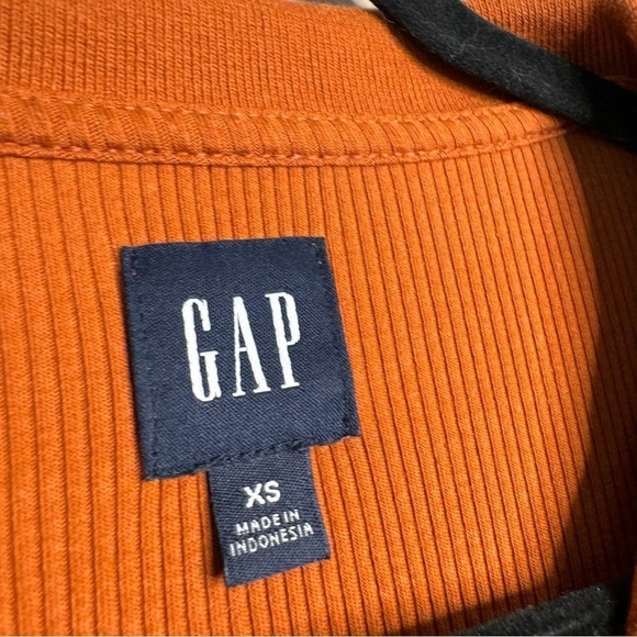 GAP Women's Long Sleeve Ribbed Polo Midi Dress Button Front Rust Orange XS - Picture 5 of 7